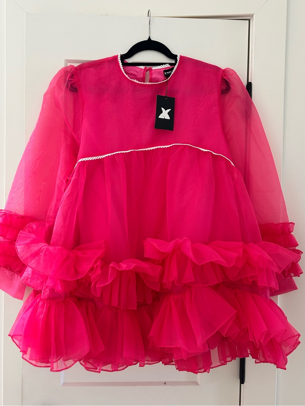 Xpluswear Hot Pink Ruffled Tulle mini dress
